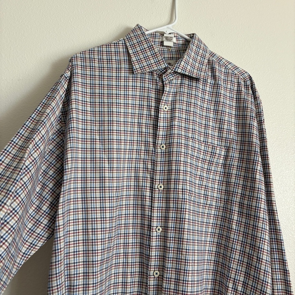 Men's Peter Millar Crown Long Sleeve Button up Shirt Red Blue And White  XL